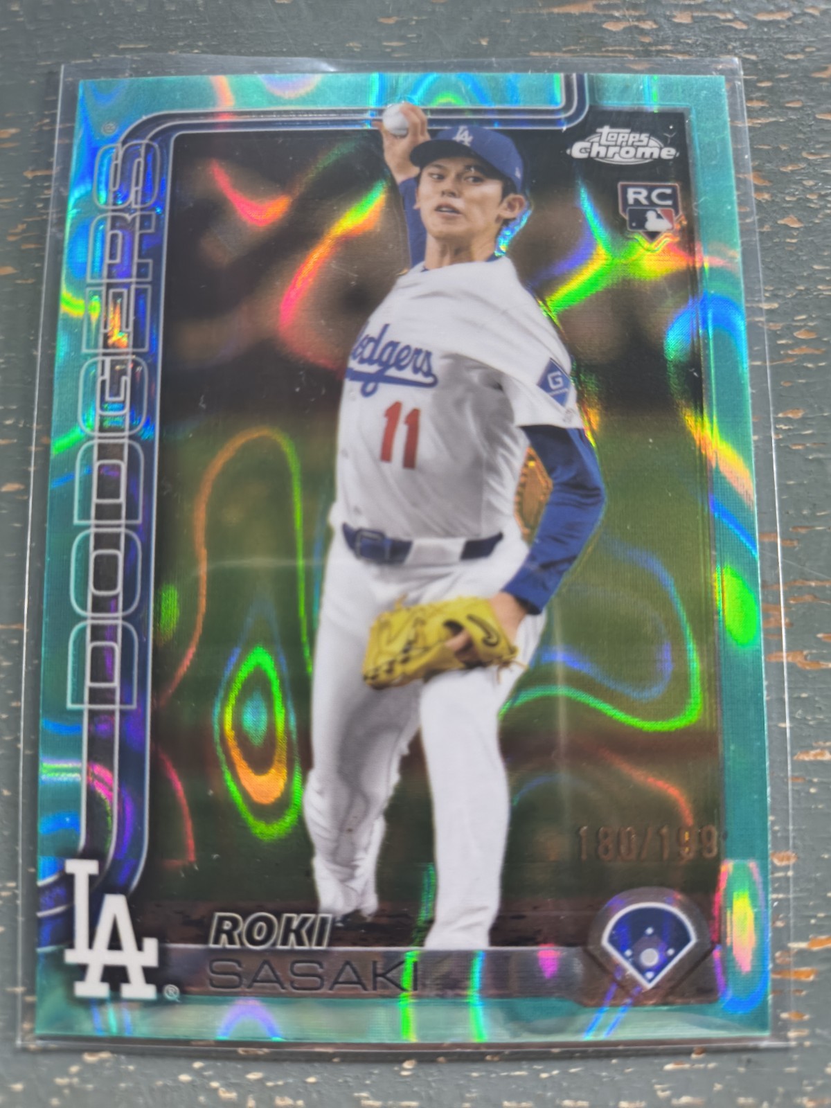 2025 Topps Chrome #217 ROKI SASAKI Aqua Lava Rookie RC /199  
