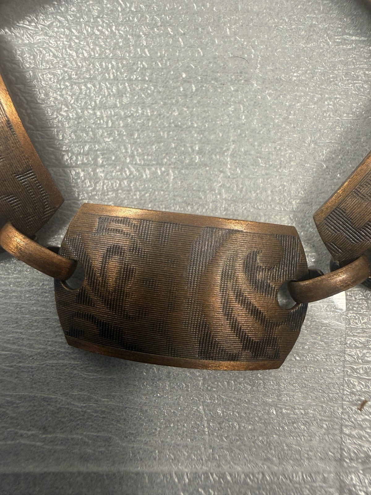 Vtg Solid Copper Stamped Rectangular Panel Link B… - image 5