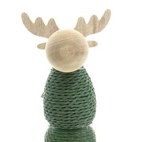 Scheulen Weihnachtsdeko Elch Natur Mit GrüNer Kordel Umwickelt 10 Cm - Holz