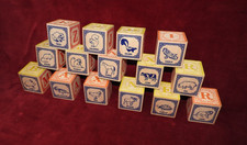 Vintage Uncle Goose Wooden Alphabet Blocks w/ Numbers  Pictures, Great Shape 