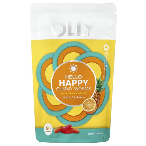 Hello Happy® Gummy Worms, Tropical Zing, 90 Gummies