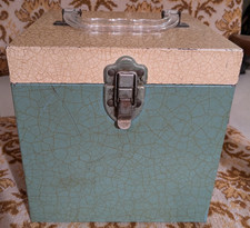 Vintage Metal 45 Rpm Vinyl Record Storage Case w/Original Index, Holds 75