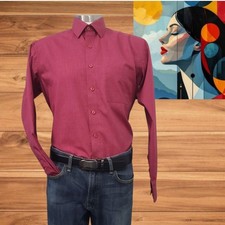 Pierre Cardin Dress Shirt Men's Red Long Sleeve Collared Sz M Slim Fit