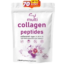 2 lb Multi Collagen Peptides Powder Hydrolyzed Protein Peptide Type I,II,III,V,X