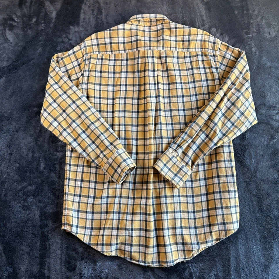 Cabela's Mens Flannel Shirt Button Up Plaid Yellow Black White Medium Regular - Image 2 of 4