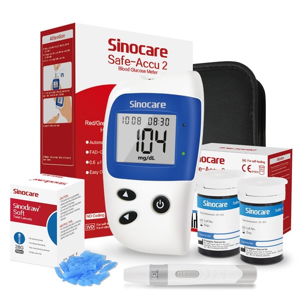 Sinocare Safe-Accu2 kit para medir la glucosa en sangre con 50 tiras reactivas