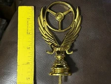 X6 gold tone car trophy topper Winged Wheel  - 5” High -plastic Cake Decor New