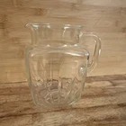 Vintage Small Federal Glass Square Juice Pitcher Starburst  With Star On Base