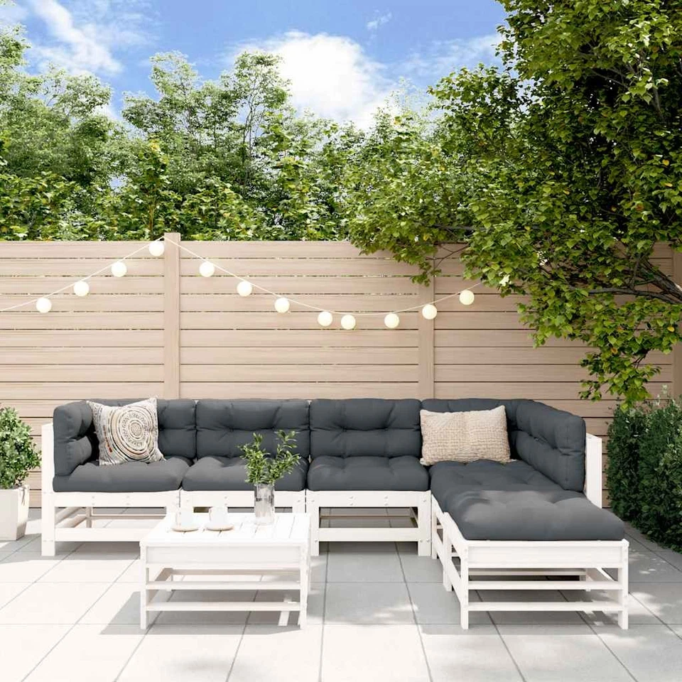 Salon de Jardin Mobilier de Patio Extérieur 7 pcs Bois Massif Douglas vidaXL - Photo 2/4