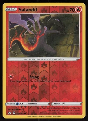 Salandit Reverse Holo Common SWSH01: Sword & Shield Base Set 027/202 LP - Image 1 of 2
