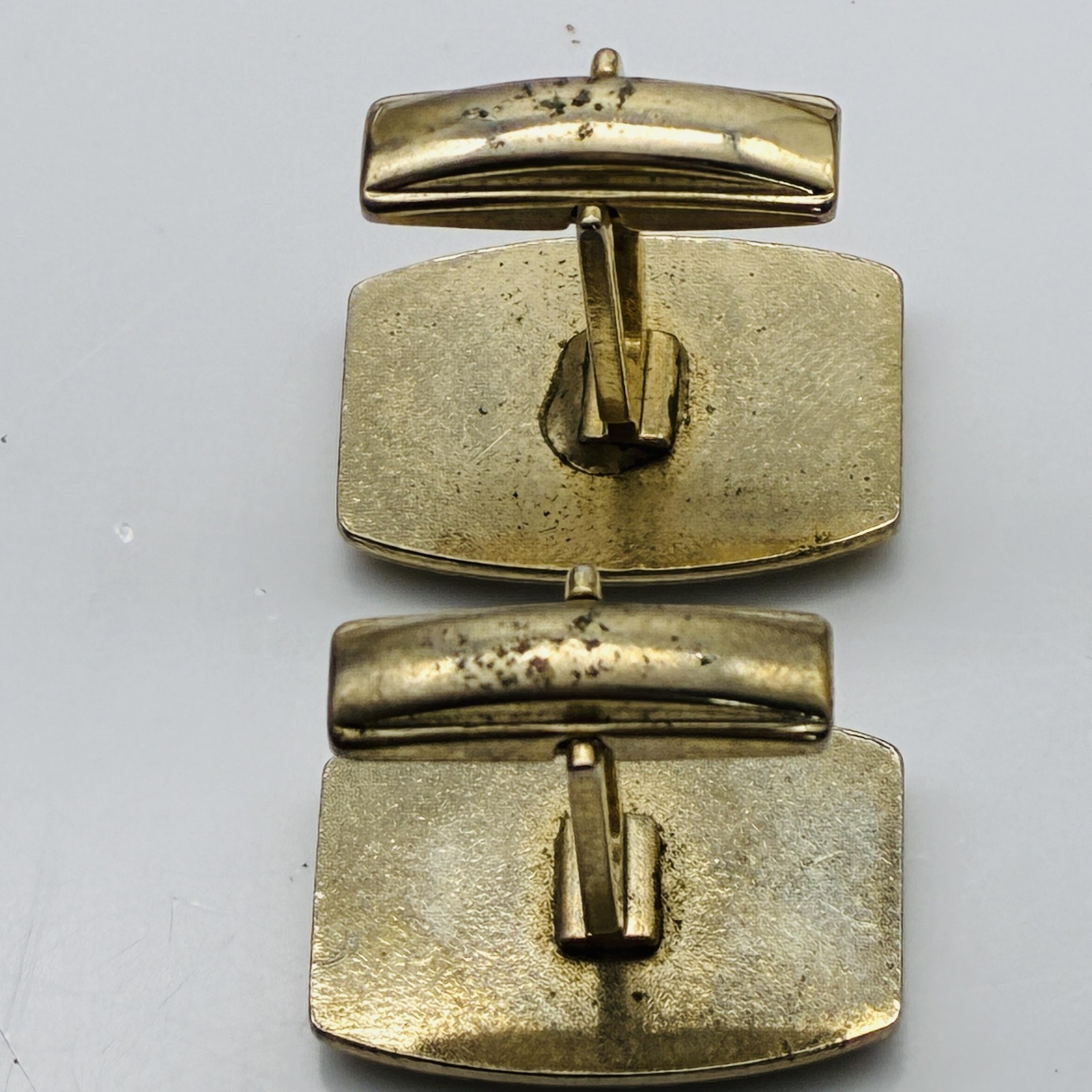 Gold Tone Shell Cufflinks Mens Rectangular Bullet… - image 2