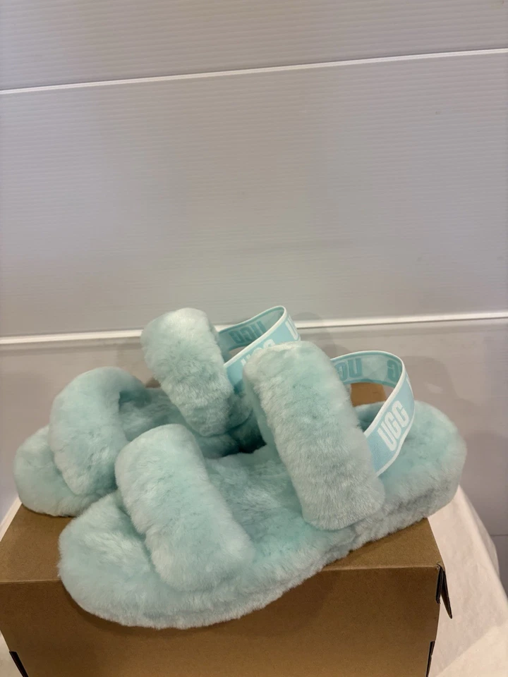 Zapatillas con tirantes UGG Oh Yeah azul cielo de piel de oveja TAN SUAVES con tiras talla 10 Foto 2 de 4