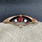Vintage Victorian Brooch Gold Filled Red Mother of Pearl