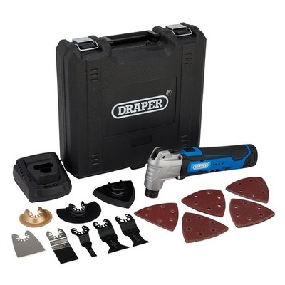 Draper Akku Oszillierendes Multitool Ladegerät Akku Koffer & 33 Teile Zubehör
