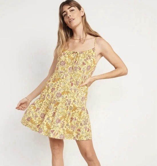 Old Navy Yellow Floral Cami Mini Dress M