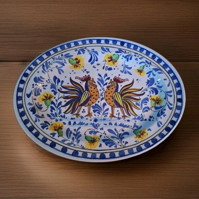 Le Cadeaux Melamine Deruta Gallo Rooster Blue Yellow Serving