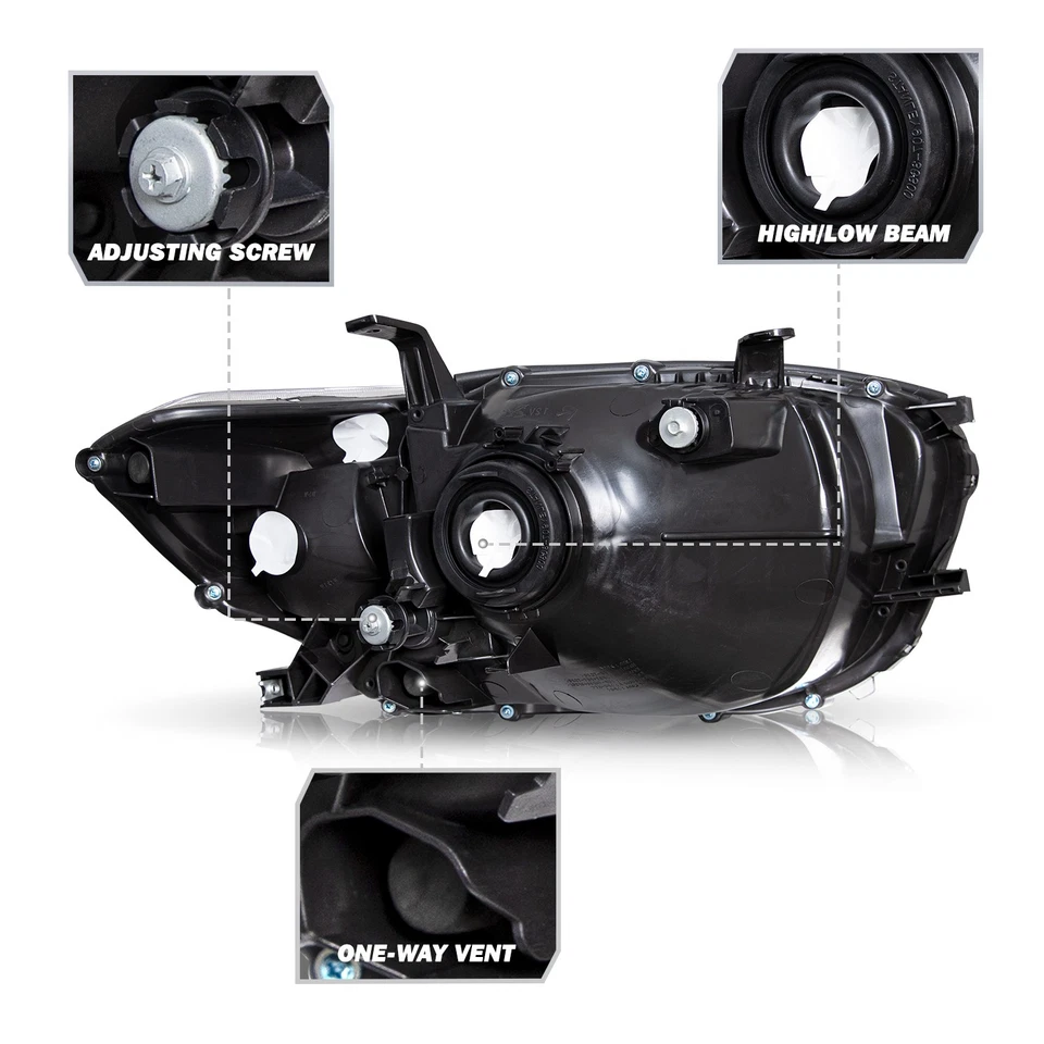 Faros esquineros ámbar carcasa negra para Toyota Highlander 2008 2009 2010 L+R Foto 4 de 4