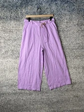 House Of Harlow 1960 Linen High Waist Wide Leg Pants Belted Mint Purple Medium