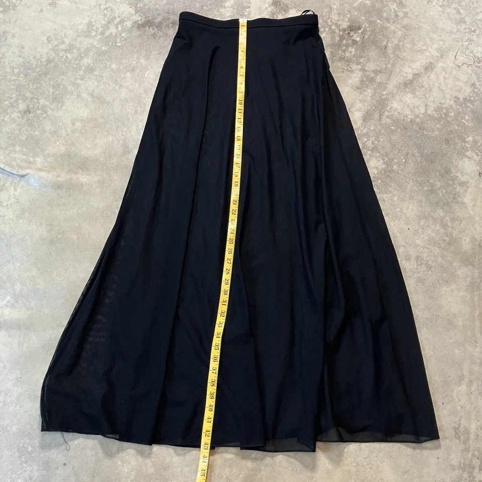 Falda Tadashi Shoji para mujer 14 negra maxi vintage forrada malla superpuesta EE. UU. Foto 3 de 4