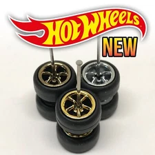 1/64 Scale 5 SPOKE BULLET Real Rider Wheels and Tires Set for Hot