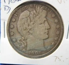 1906 D Barber Silver Half Dollar Coin VERY FINE   (376)