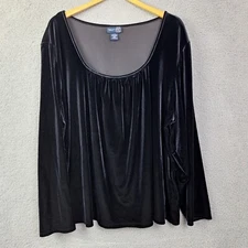 Venezia Jeans Womens Top Size 26-28  Black Stretch Velvet Holiday Whimsigoth