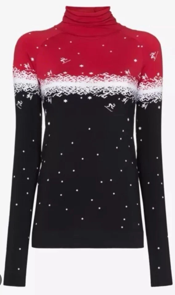Sweaty Betty Seamless Ski Base Layer Top S Red Snow Fade Thermal