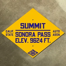Sonora Pass summit California CSAA highway 108 road sign auto club AAA diamond