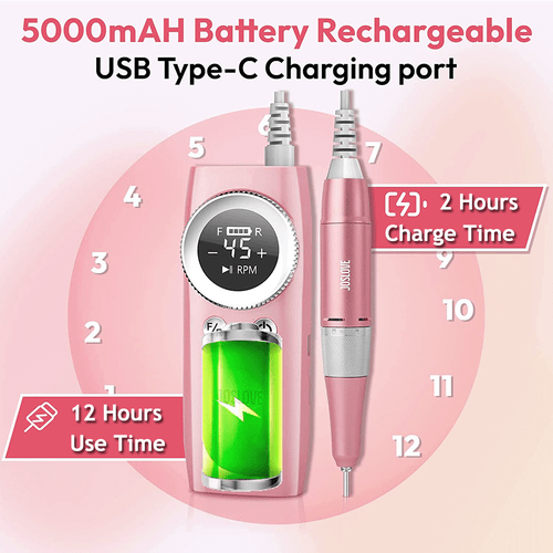 New Pro 45000RPM Nail Drill Machine Portable Manicure Pedicure Rechargeable BK60 - Picture 21 of 25
