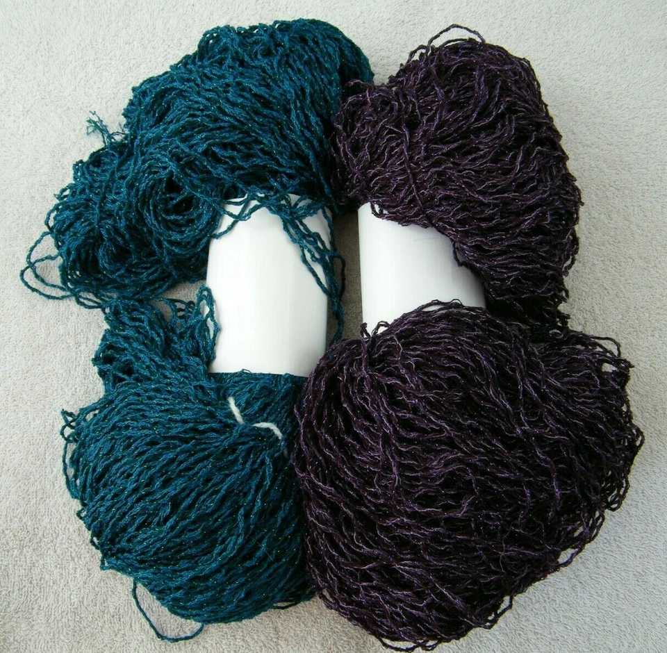 NEWTON'S DAZZLE 2 ПРЯЖИ ФИОЛЕТОВЫЙ СИНИЙ ВИСКОЗА ШЕРСТИ МЕТАЛЛИЧЕСКИЙ 2 МОТКИ КУРИЛЬЩИКОВ ДОМА - Изображение 2 из 3