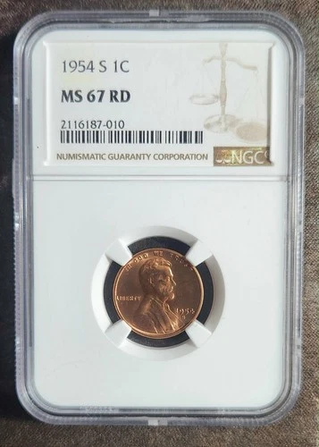 1954-S Lincoln Wheat Cent NGC MS 67 RD