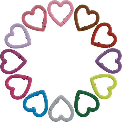 アクセサリー Hearts 12 Pack Heart Shaped Keychain Clips, Colorful Zinc Alloy Carabiner