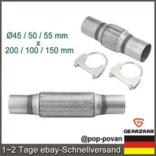 Edelstahl Flexrohr Auspuffrohr Flexstück  Ø45 / 50 / 55 mmx200 / 100 / 150 mm DE