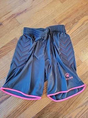 KELME Athletic Shorts Youth 14 Gray Pink Padded Goalie Soccer Retro 