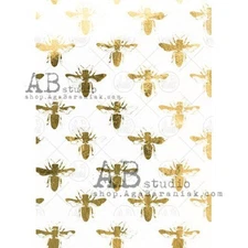 Gold Gilded Bees | A4 Rice Paper | Paper for Decoupage | AB Studios