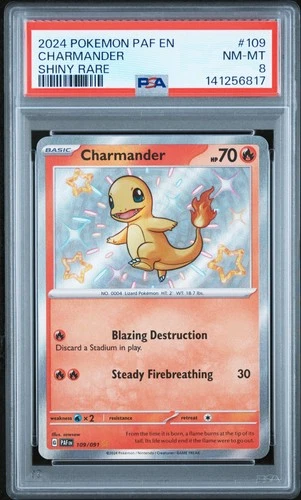 PSA 8 Charmander Holo #109 2024 Pokemon Paldean Fates 141256817