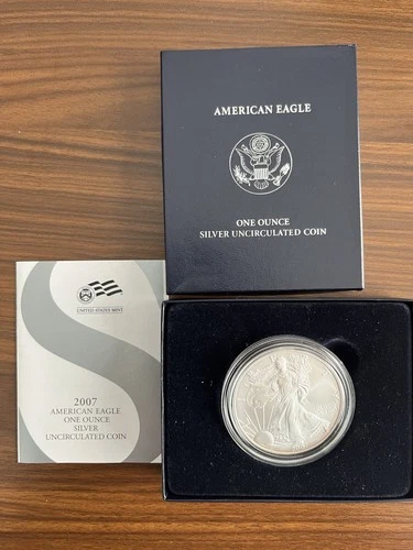 2007 W American Silver Eagle Burnished Original US MINT With COA