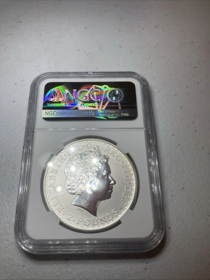 2002 Great Britain Silver 2 Pounds Britannia NGC MS69 - Image 2 of 2