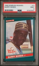 1986 DONRUSS ROOKIES #11 BARRY BONDS RC PSA 9 8762997 READ