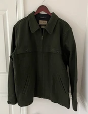 LL Bean Men's Maine Guide Zip-Front Jac-Shirt XL Wool Dark Green Outdoors $190
