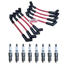 LS Iridium Spark Plugs & 10mm Wire Set 135 45 Corvette Camaro GMC Chevy RED 10"