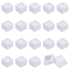 20pcs Acrylic Square Loose box with Visible Window White 2.05x2x1.6cm Storage