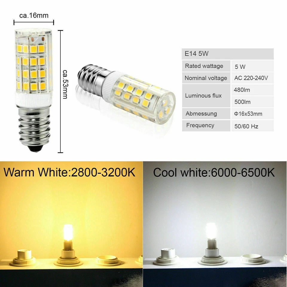 E14 LED 3W 5W 10W Light Bulb Warm White Cool White 2835 SMD Economy Lamp - Image 2 of 4