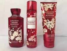 Bath & Body Works JAPANESE CHERRY BLOSSOM Fragrance Mist Cream Gel GIFT SET