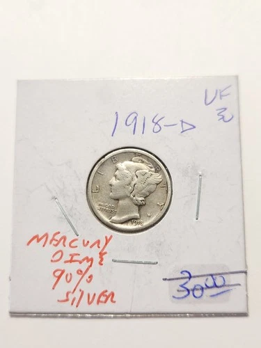 1918 D VF+ Key Date Mercury Dime Scarce