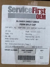 Trane MOT18950 - 3/4HP 1075RPM 48 Motor (115v) NEW