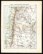 Antique Map-SOUTH AMERICA-REPUBLIC OF ARGENTINA-CHILE-Jacob Kuyper-1880