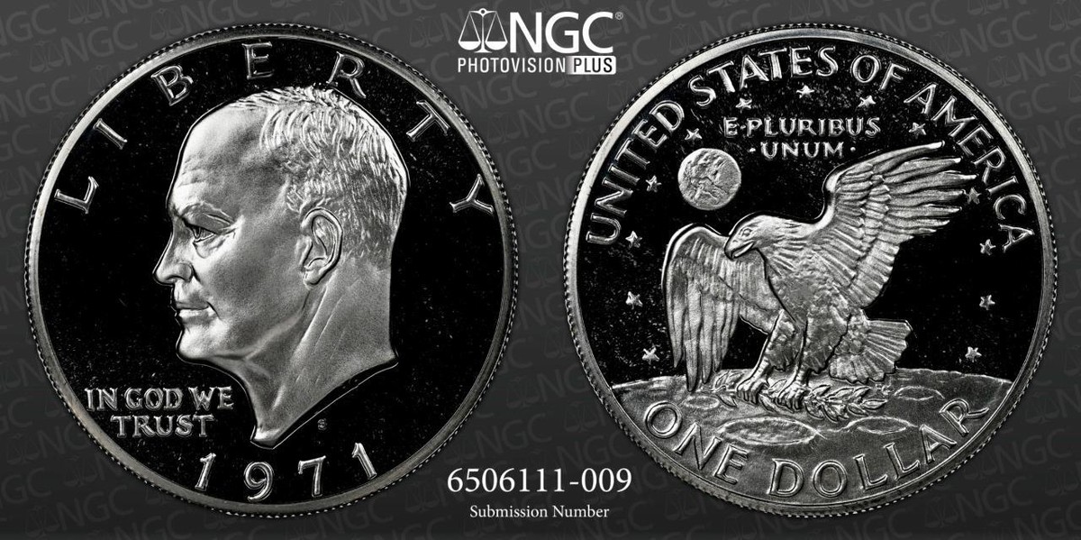1971 S Eisenhower IKE SILVER $1 Dollar PF69 ULTRA CAMEO NGC Photo