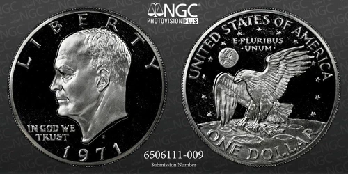 1971 S Eisenhower IKE SILVER $1 Dollar PF69 ULTRA CAMEO NGC Photo Vision® 3169