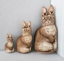 Arnold Print Works Style Primitive Stuffed Rabbits Family Vintage Handmade P